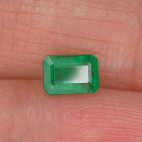 Smeraldo naturale verde da 0,53 ct, taglio smeraldo, SI-I1