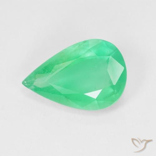 Smeraldo Verde chiaro naturale da 3.54 ct, Forma a pera, SI
