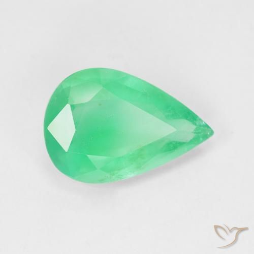 Smeraldo Verde chiaro naturale da 3.54 ct, Forma a pera, SI