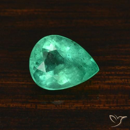 1.58ct Naturale Verde freddo Smeraldo, Forma a pera, SI-I1