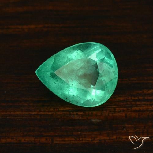 Smeraldo Verde freddo naturale da 1.58 ct, Forma a pera, SI-I1
