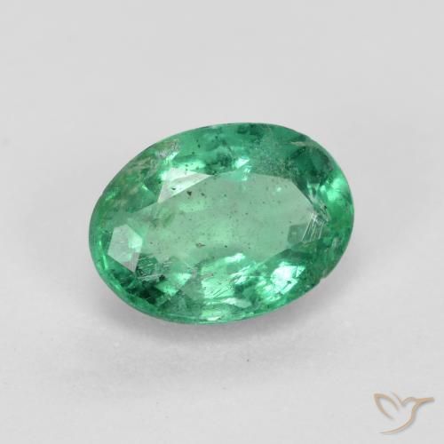 Smeraldo Verde chiaro naturale da 0.76 ct, Ovale, SI