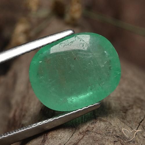 Smeraldo Verde chiaro naturale da 9.62 ct, Ovale, Traslucido