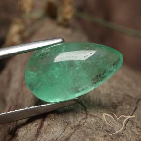 Smeraldo Verde chiaro naturale da 6.23 ct, Forma a pera, Traslucido