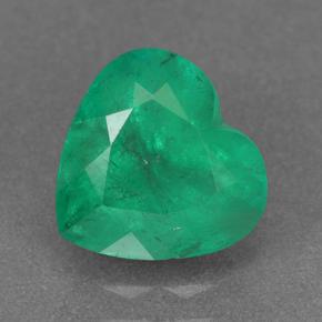 Smeraldo verde medio naturale da 2,13 ct, a forma di cuore, VS-SI