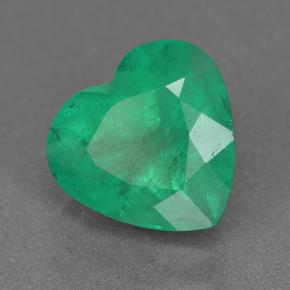 Smeraldo verde medio naturale da 2,13 ct, a forma di cuore, VS-SI