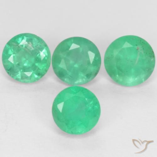 Gemme di Smeraldo Verde giada naturale da 0.73 ct, Rotondo, SI-I1