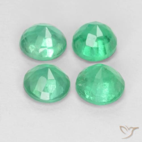 Gemme di Smeraldo Verde giada naturale da 0.73 ct, Rotondo, SI-I1