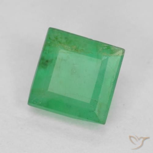 Smeraldo Verde giallastro naturale da 0.38 ct, Quadrato, VS-SI