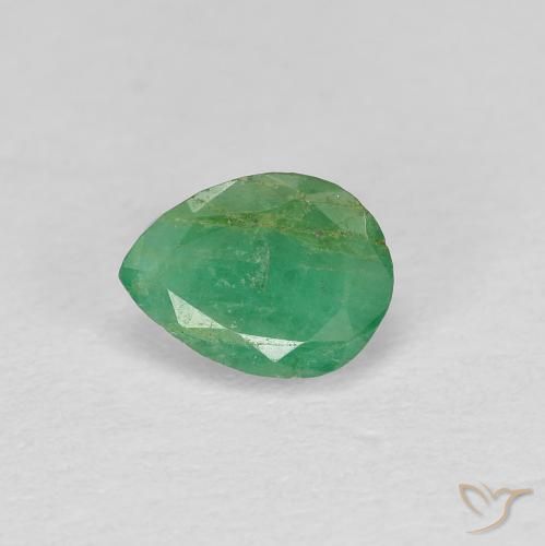 Smeraldo Verde medio naturale da 0.43 ct, Forma a pera, SI-I1