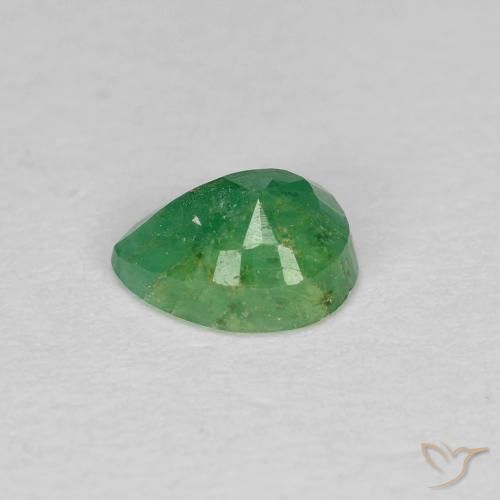 Smeraldo Verde medio naturale da 0.43 ct, Forma a pera, SI-I1