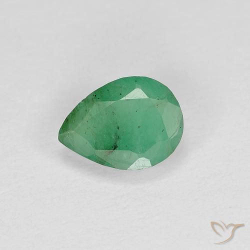Smeraldo Verde chiaro medio naturale da 0.46 ct, Forma a pera, SI-I1
