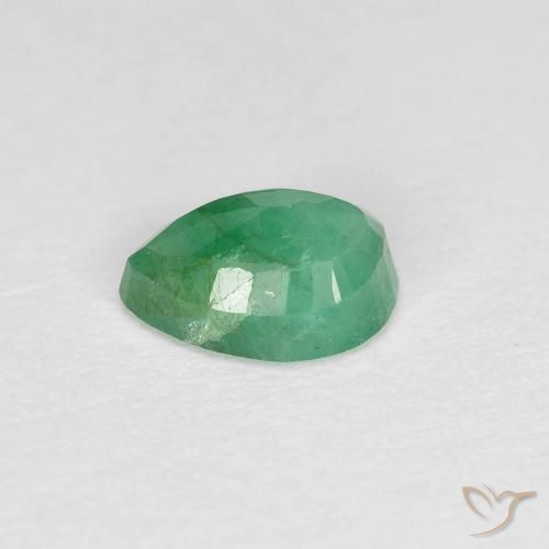 Smeraldo Verde chiaro medio naturale da 0.46 ct, Forma a pera, SI-I1