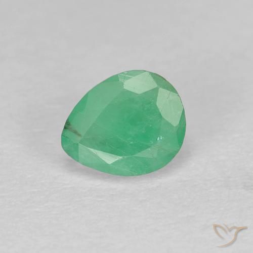 Smeraldo naturale verde da 0,47 ct, taglio a pera, SI-I1
