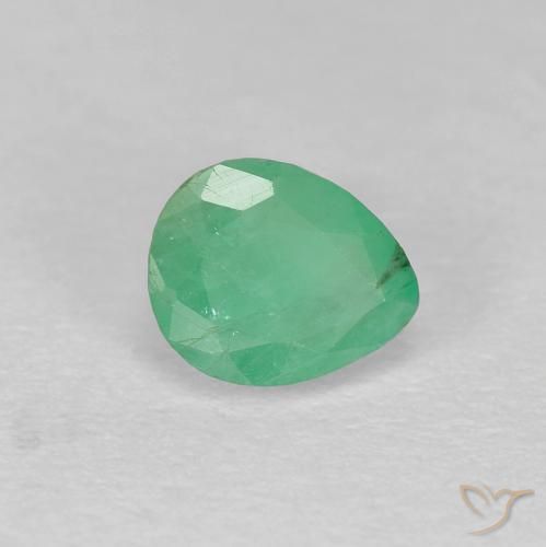 Smeraldo naturale verde da 0,47 ct, taglio a pera, SI-I1