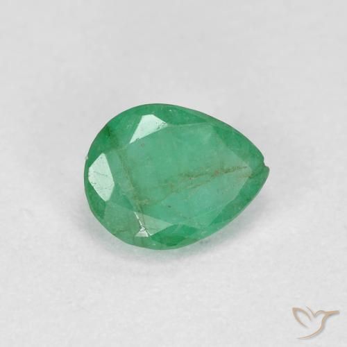 Smeraldo Verde chiaro medio naturale da 0.41 ct, Forma a pera, SI-I1