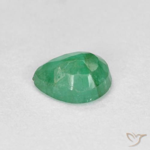 Smeraldo Verde chiaro medio naturale da 0.41 ct, Forma a pera, SI-I1