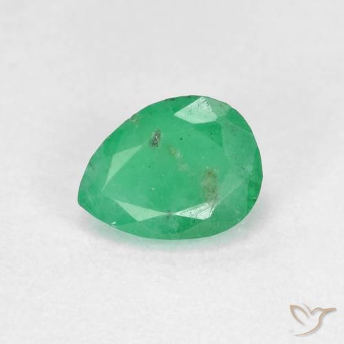 Smeraldo Verde chiaro naturale da 0.44 ct, Forma a pera, SI-I1