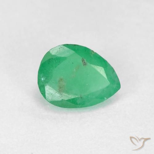 Smeraldo Verde chiaro naturale da 0.44 ct, Forma a pera, SI-I1