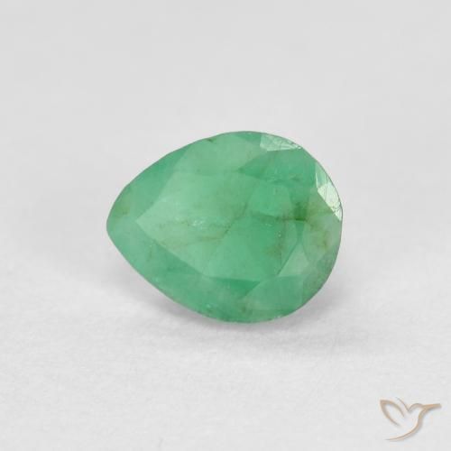 Smeraldo Verde medio naturale da 0.41 ct, Forma a pera, SI