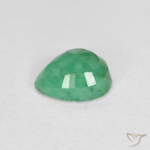 Smeraldo Verde medio naturale da 0.41 ct, Forma a pera, SI
