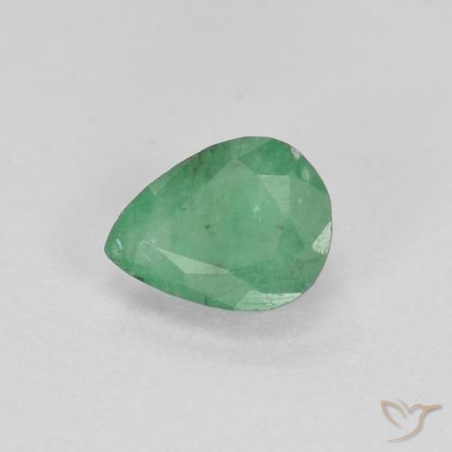 Smeraldo Verde medio naturale da 0.37 ct, Forma a pera, SI