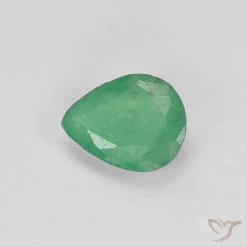 Smeraldo Verde medio naturale da 0.41 ct, Forma a pera, SI