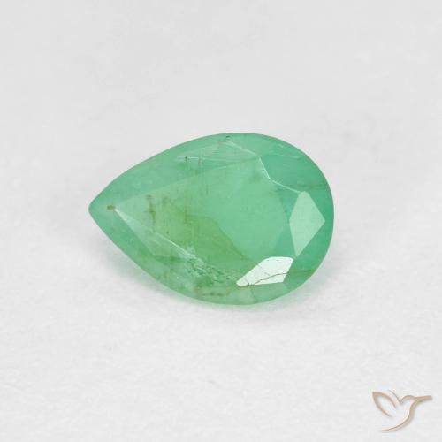Smeraldo verde felce naturale da 0.55 ct, Forma a pera, VS-SI