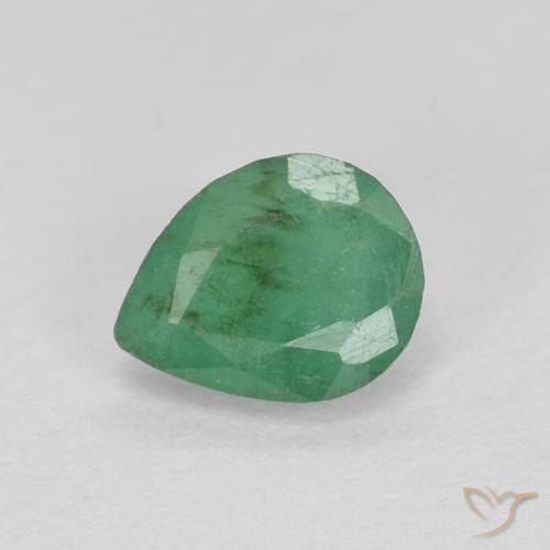 Smeraldo Verde medio naturale da 0.37 ct, Forma a pera, VS-SI