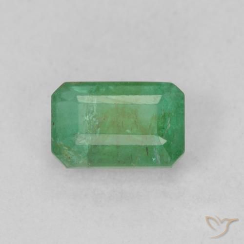 Smeraldo Verde chiaro e freddo naturale da 0.73 ct, Ottagonale / Taglio smeraldo, SI