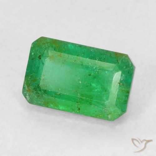 Smeraldo Verde giallastro naturale da 0.66 ct, Ottagonale / Taglio smeraldo, SI