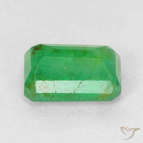 Smeraldo Verde giallastro naturale da 0.66 ct, Ottagonale / Taglio smeraldo, SI