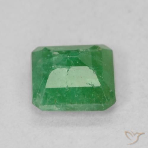 Smeraldo Verde giallastro naturale da 0.42 ct, Ottagonale / Taglio smeraldo, SI