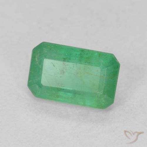 Smeraldo Verde giallastro naturale da 0.69 ct, Ottagonale / Taglio smeraldo, SI