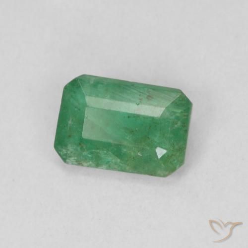Smeraldo Verde medio naturale da 0.48 ct, Taglio smeraldo, SI-I1