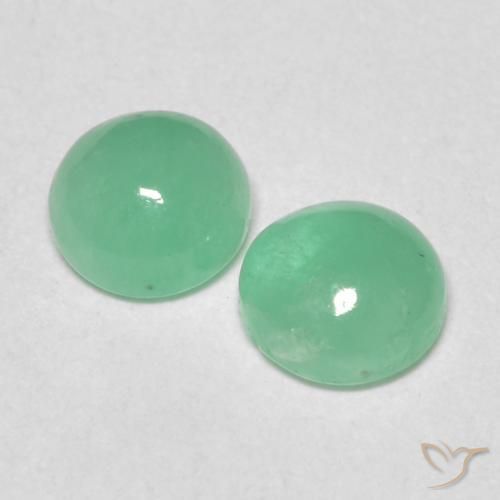 Gemme di Smeraldo verde felce naturale da 0.85 ct, Rotondo, Traslucido