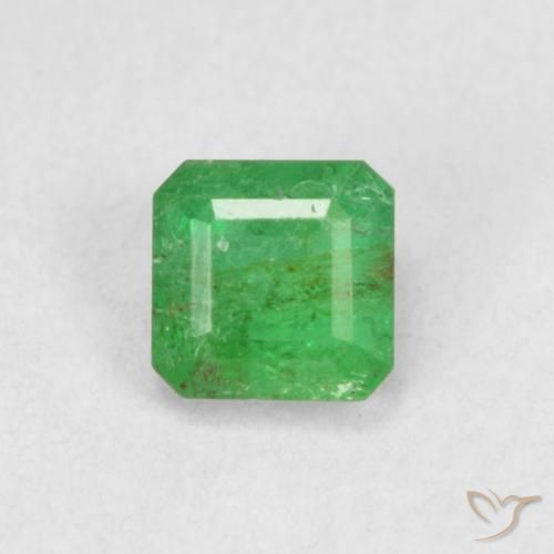 Smeraldo Verde giallastro naturale da 0.44 ct, Ottagonale / Taglio smeraldo, SI