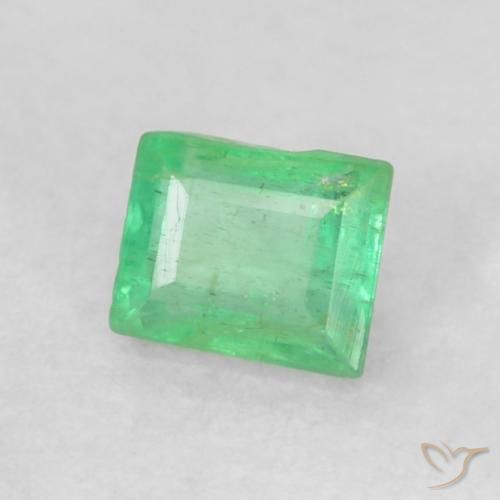 Smeraldo Verde chiaro di trifoglio naturale da 0.18 ct, Taglio a baguette, VS