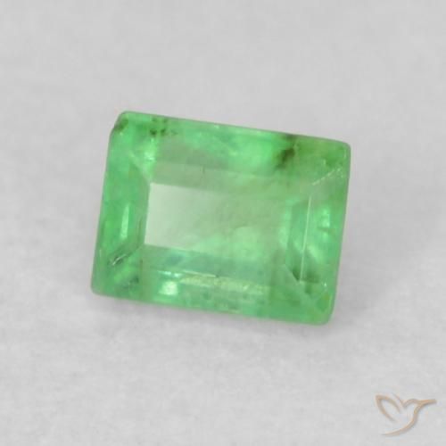 Smeraldo Verde chiaro di trifoglio naturale da 0.16 ct, Taglio a baguette, VS-SI