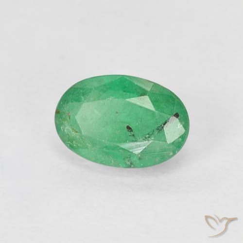Smeraldo Verde brillante naturale da 0.58 ct, Ovale, VS-SI