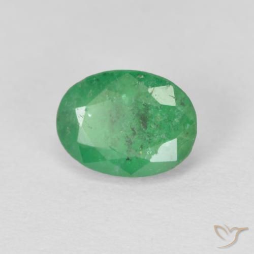 Smeraldo Verde giallastro naturale da 0.80 ct, Ovale, SI