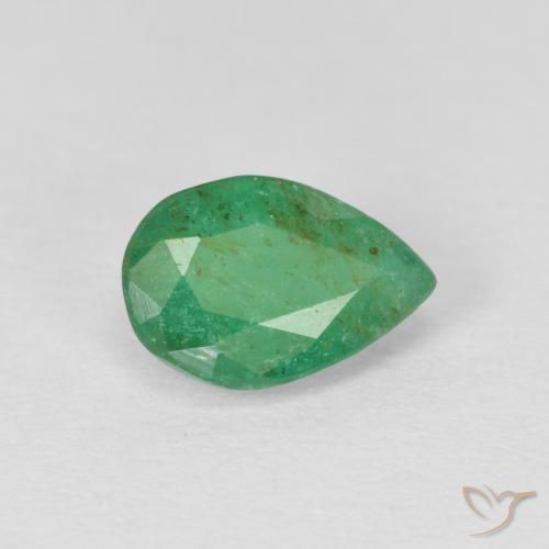 Smeraldo Verde medio naturale da 0.73 ct, Forma a pera, SI