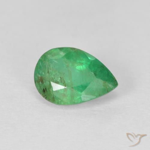 Smeraldo Verde medio naturale da 0.63 ct, Forma a pera, SI