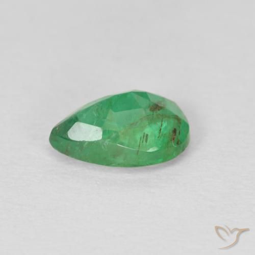Smeraldo Verde medio naturale da 0.63 ct, Forma a pera, SI
