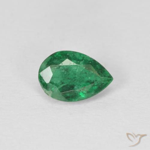0.46ct Naturale Verde foresta Smeraldo, Forma a pera, SI