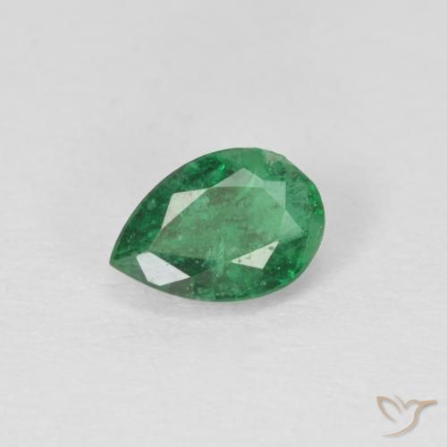 Smeraldo Verde foresta naturale da 0.46 ct, Forma a pera, SI