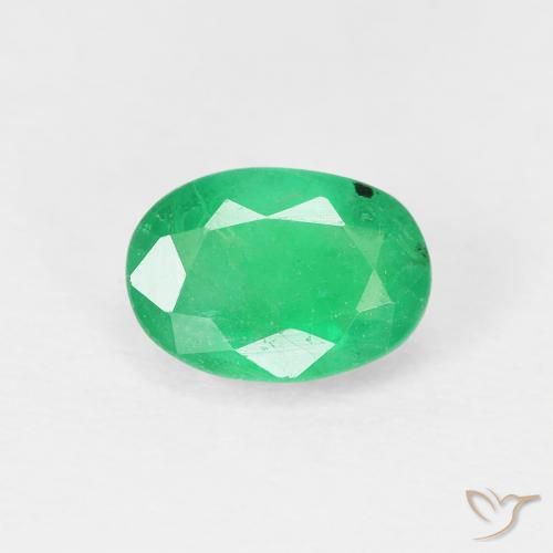 0.86ct Naturale Verde giallastro Smeraldo, Ovale, VS-SI