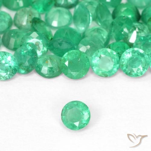 Smeraldo Verde brillante naturale da 0.12 ct, Rotondo, SI
