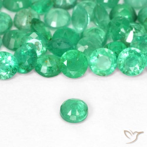 Smeraldo Verde brillante naturale da 0.12 ct, Rotondo, SI