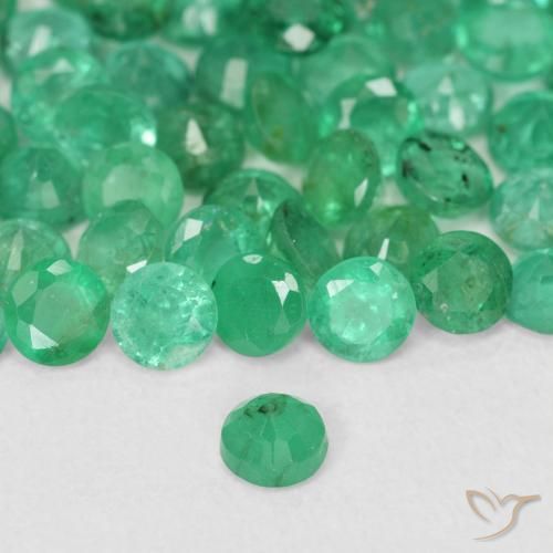 Smeraldo Verde brillante naturale da 0.14 ct, Rotondo, SI